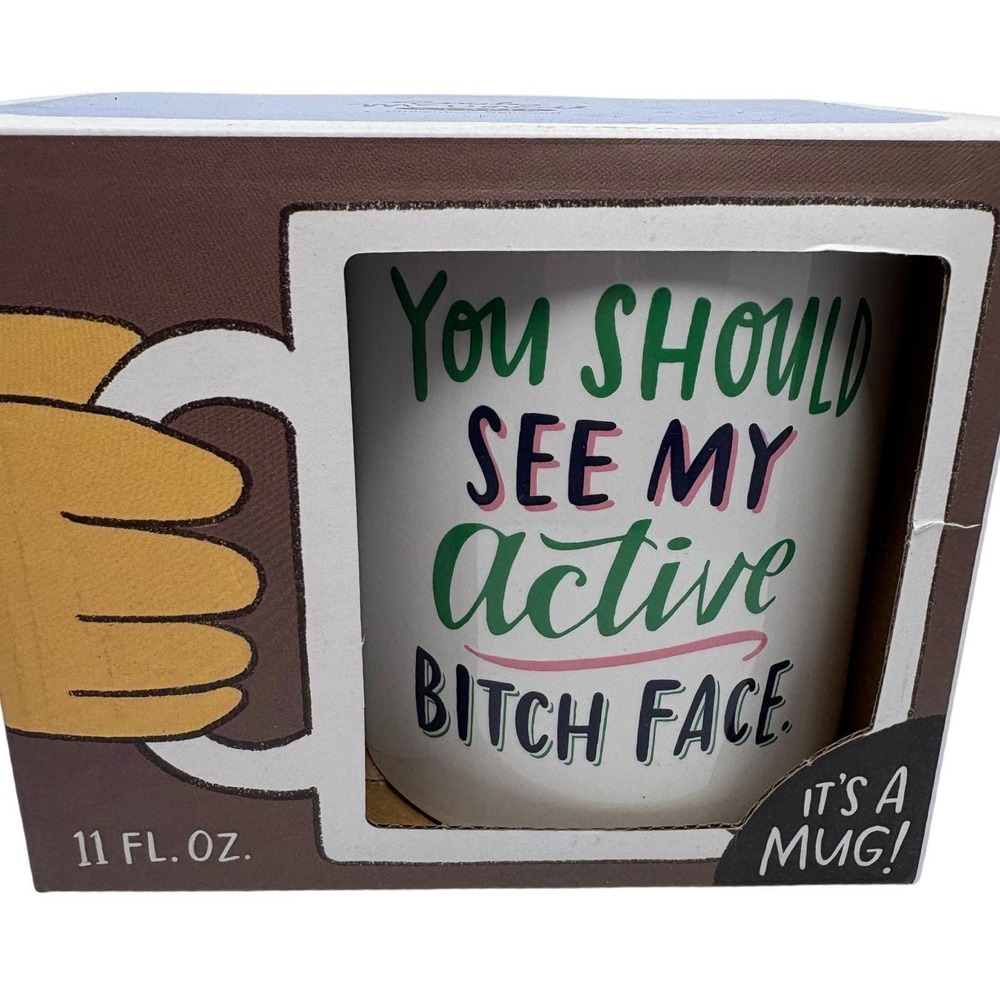 Emily McDowell Studio Active B‎ Face 11oz Ceramic Coffee Mug - Funny Gift Her